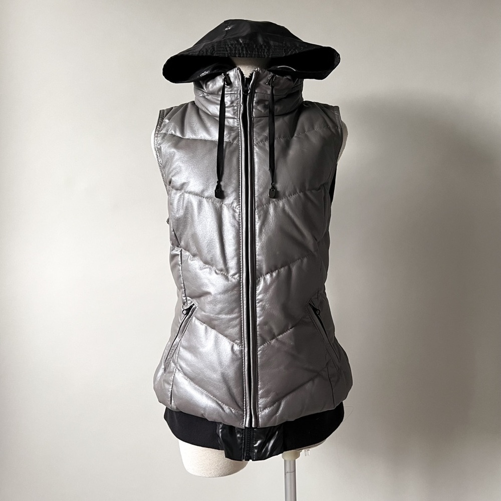 Danier Blink Silver Down Leather Layered Vest